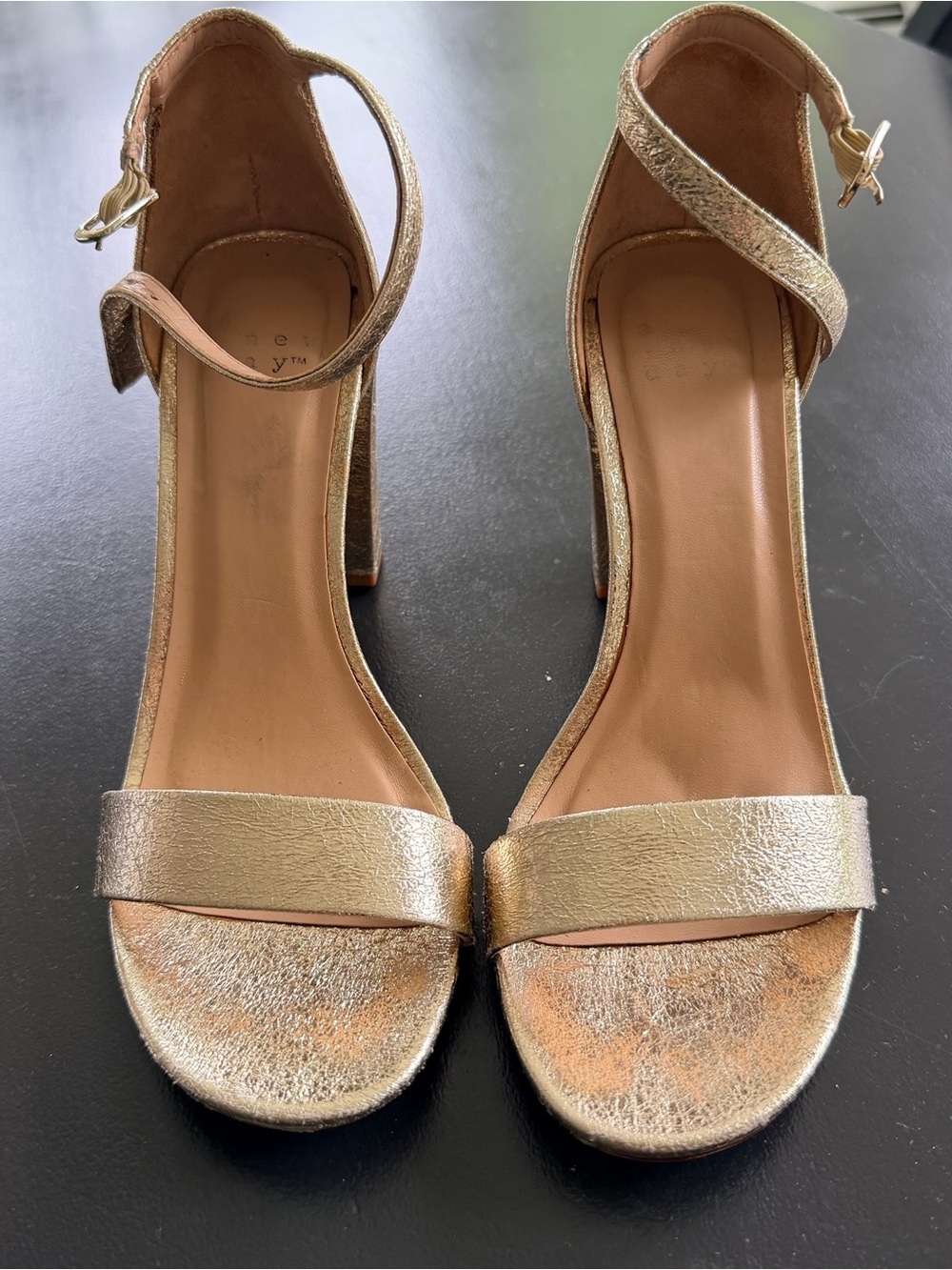 A New Day Gold Open Toe Heels
